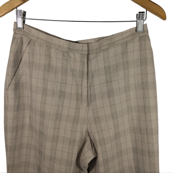 Vintage Norton McNaughton Petites Linen Blend Plaid Trousers Beige Gray Size 12P - Picture 8 of 11